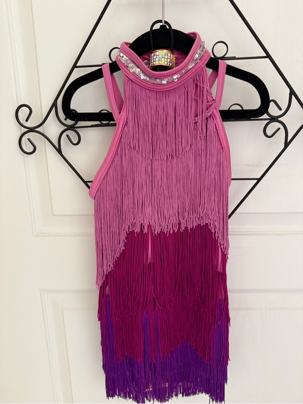Weissman Pink and Purple Fringe Dance Costume